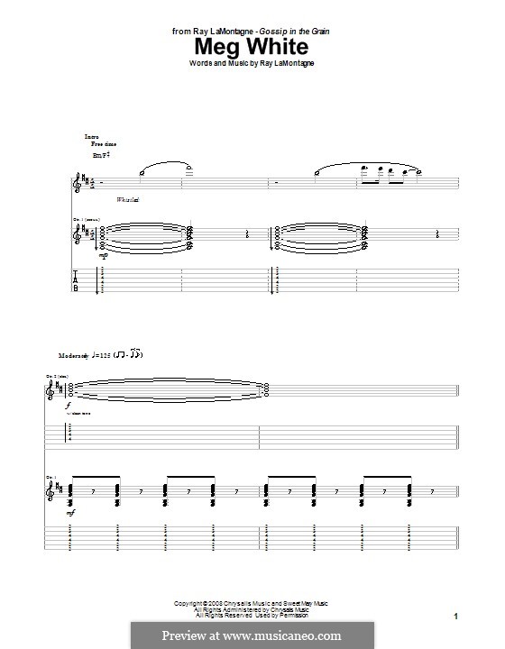 Meg White: For guitar with tab by Ray LaMontagne