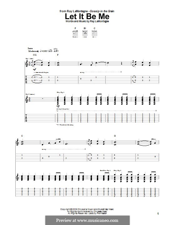 Let It Be Me: For guitar with tab by Ray LaMontagne
