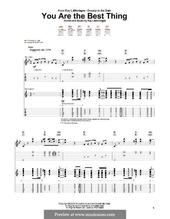 You Are the Best Thing: For guitar with tab by Ray LaMontagne