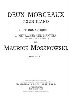 Two Pieces for Piano, Op.80: For a single performer by Moritz Moszkowski