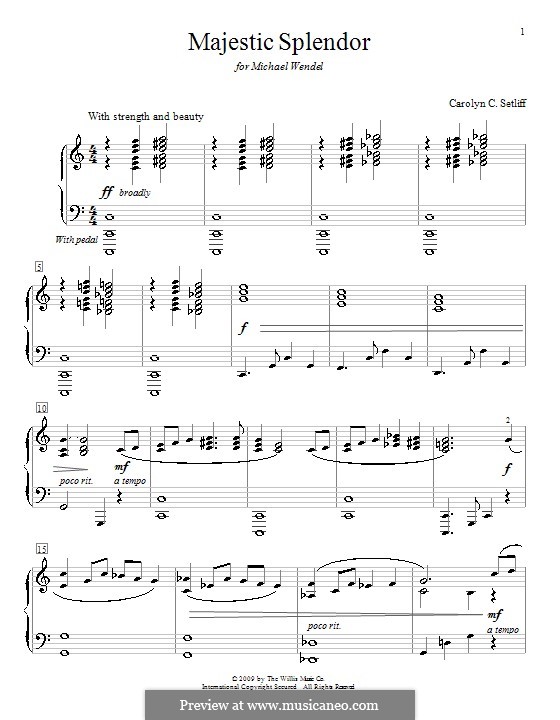 Majestic Splendor: For piano by Carolyn C. Setliff