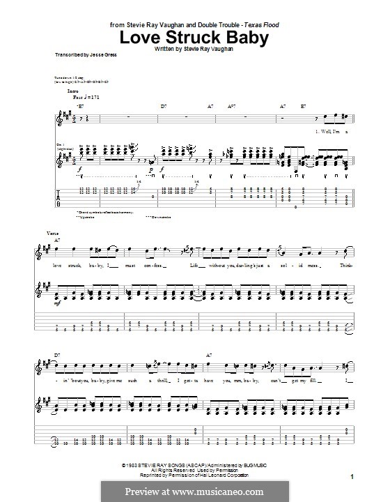 Love Struck Baby: For guitar with tab by Stevie Ray Vaughan