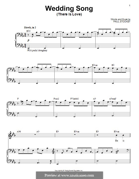 Wedding song there is love by p stookey sheet music on musicaneo