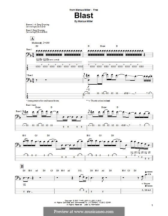Blast: For bass guitar with tab by Marcus Miller