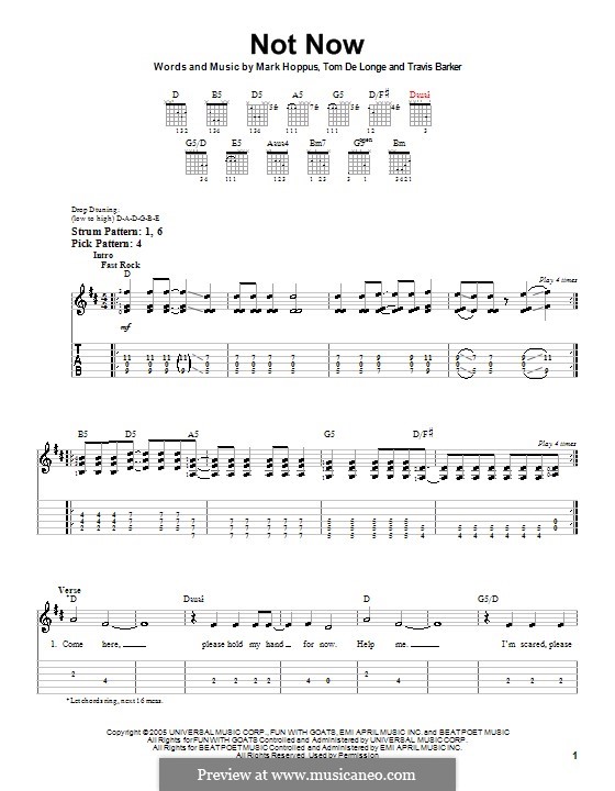 Not Now (Blink-182): For guitar (very easy version) by Mark Hoppus, Tom DeLonge, Travis Barker