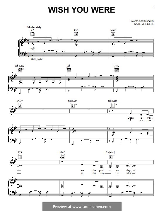 Wish You Were: For voice and piano (or guitar) by Kate Voegele