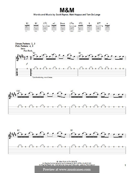 M&M (Blink-182): For guitar (very easy version) by Mark Hoppus, Scott Raynor, Tom DeLonge
