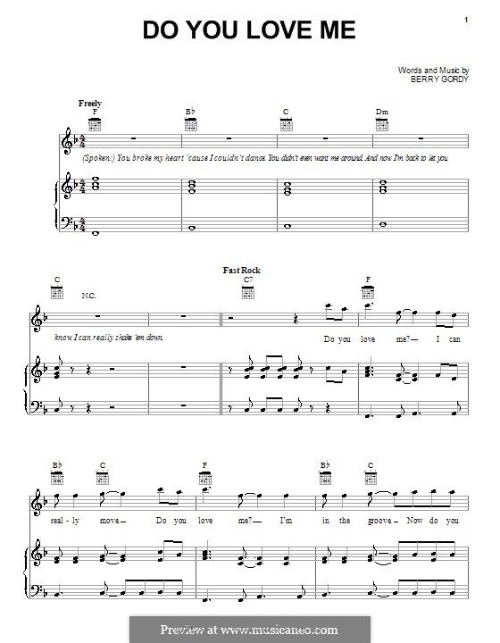 Do You Love Me (The Contours): For voice and piano (or guitar) by Berry Gordy