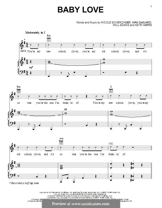 Baby Love (Nicole Scherzinger): For voice and piano (or guitar) by Keith Harris, will.i.am