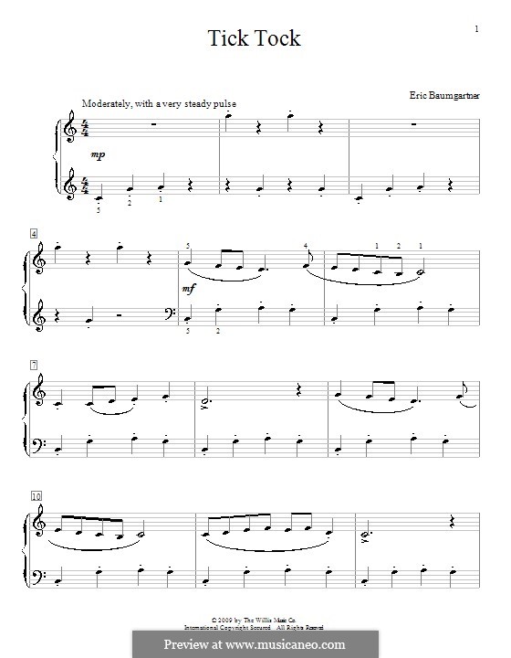 Tick Tock: For piano by Eric Baumgartner