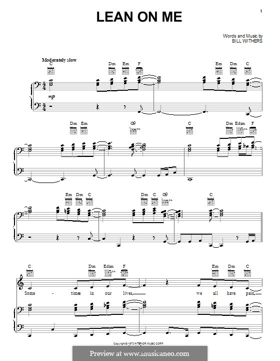 Vocal version: For voice and piano (or guitar) by Bill Withers