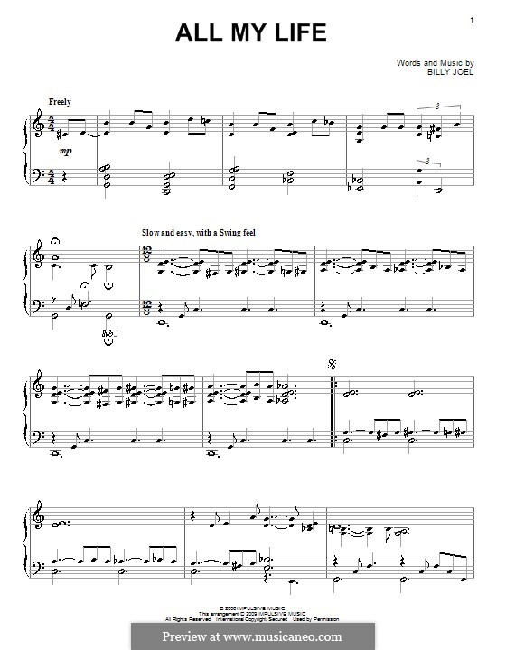 All My Life by B. Joel - sheet music on MusicaNeo