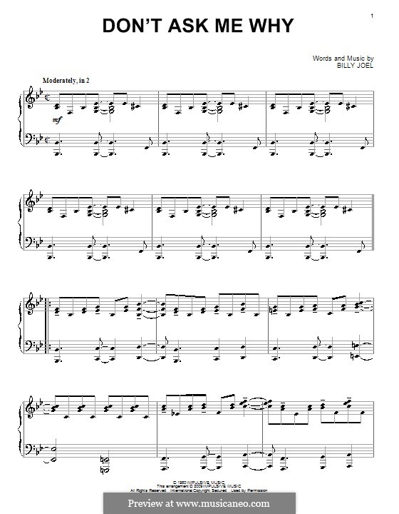 Don't Ask Me Why: For piano by Billy Joel