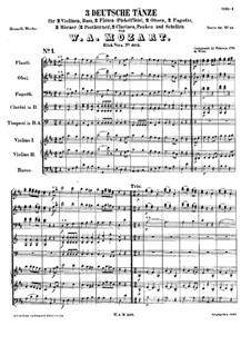 Three German Dances, K.605: Complete set by Wolfgang Amadeus Mozart