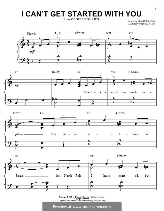 I Can't Get Started with You: For easy piano by Vernon Duke