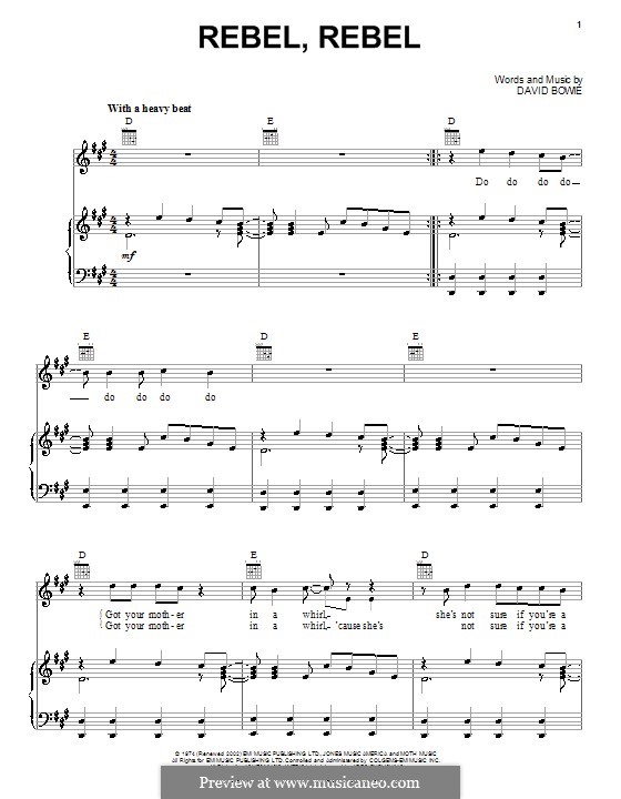 Rebel Rebel: For voice and piano or guitar (high quality sheet music) by David Bowie