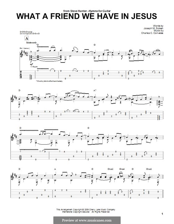 What a Friend We Have in Jesus (Printable): For guitar with tab by Charles Crozat Converse