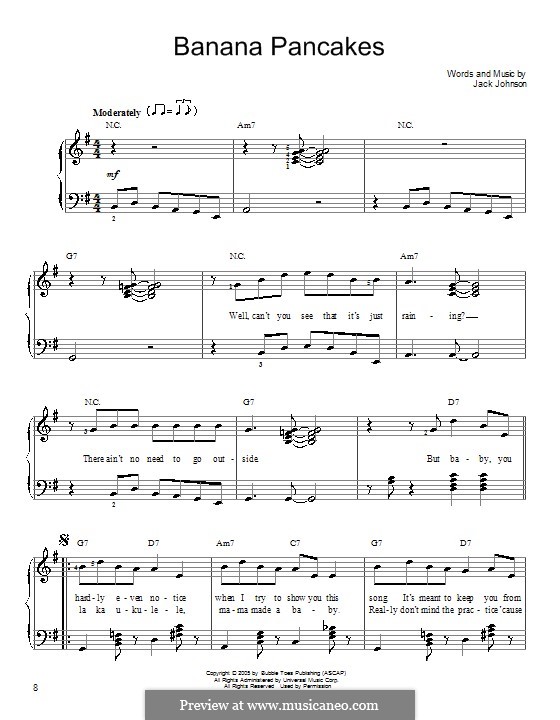 Banana pancakes by j johnson sheet music on musicaneo