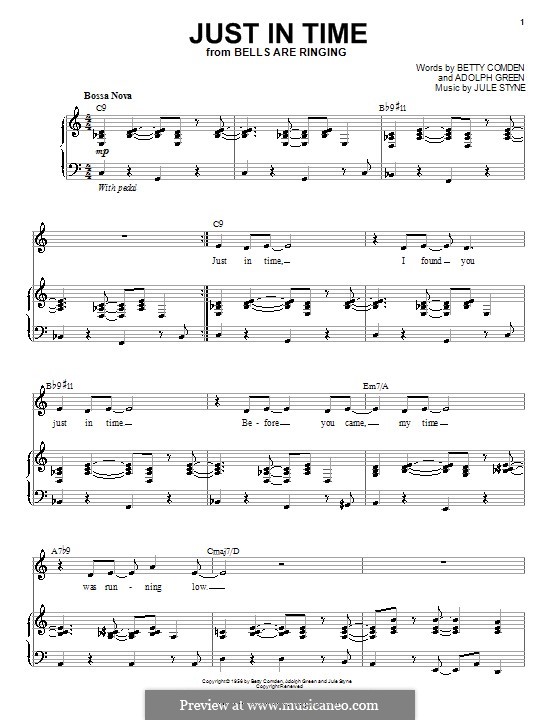 Just in Time (Frank Sinatra) by J. Styne - sheet music on MusicaNeo