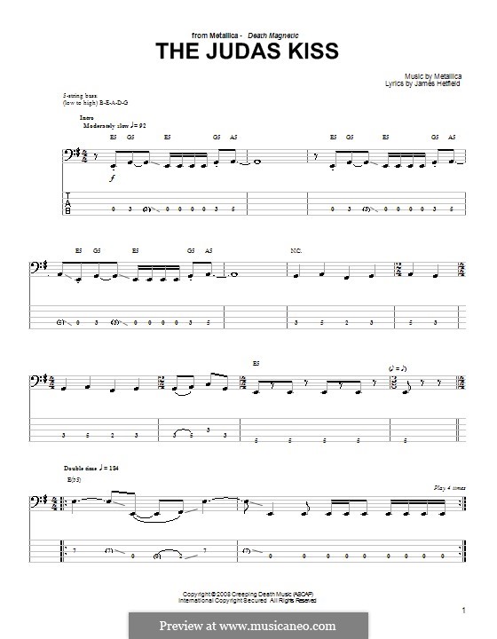 The Judas Kiss (Metallica): For bass guitar with tab by James Hetfield
