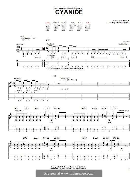 Cyanide (Metallica): For guitar (very easy version) by James Hetfield