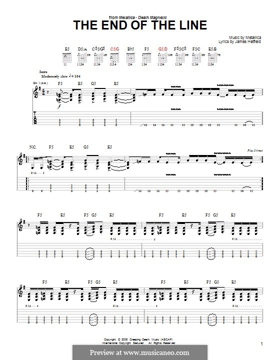 The End of the Line (Metallica): For guitar (very easy version) by James Hetfield