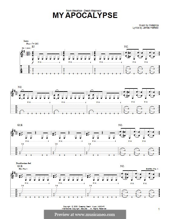 My Apocalypse (Metallica): For guitar (very easy version) by James Hetfield