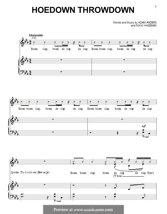 Hoedown Throwdown (Miley Cyrus): For voice and piano (or guitar) by Adam Anders, Nikki Hassman
