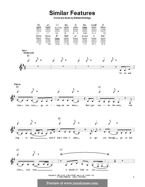 Similar Features: For guitar (with strumming patterns) by Melissa Etheridge