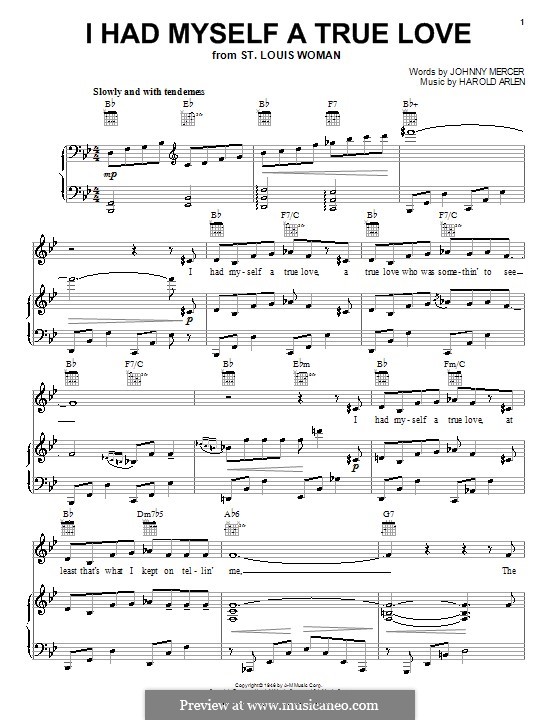I Had Myself a True Love: For voice and piano (or guitar) by Harold Arlen