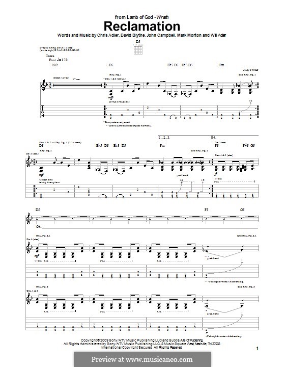 Reclamation (Lamb of God): For guitar with tab by Chris Adler, David Blythe, John Campbell, Mark Morton, Will Adler