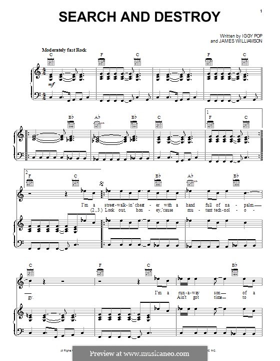 Search and Destroy: For voice and piano or guitar (Iggy Pop) by James Williamson