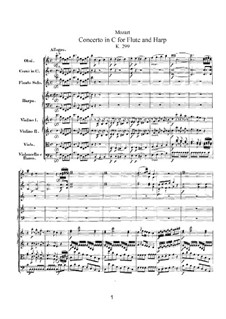 Concerto for Flute, Harp and Orchestra in C Major, K.299: Full score by Wolfgang Amadeus Mozart