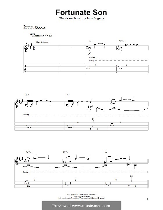 Fortunate Son (Creedence Clearwater Revival): For guitar with tab by John C. Fogerty