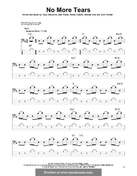 No More Tears (Ozzy Osbourne) by J. Purdell, M. Inez, R
