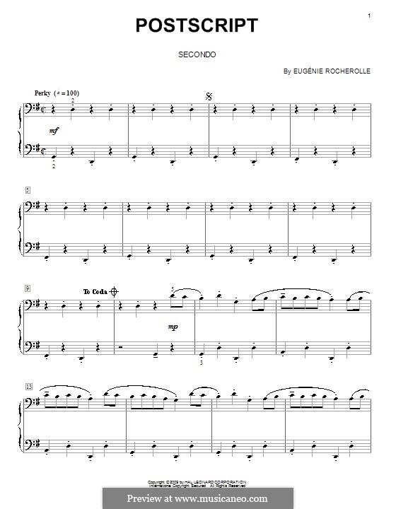 Postscript: For piano four hands by Eugénie Rocherolle