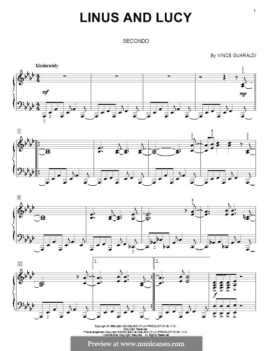 Piano version: For four hands by Vince Guaraldi