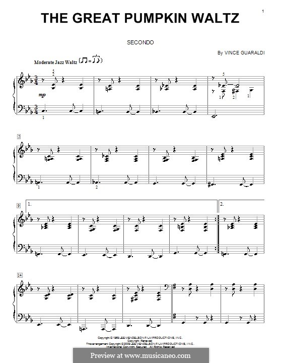 The Great Pumpkin Waltz: For piano four hands by Vince Guaraldi