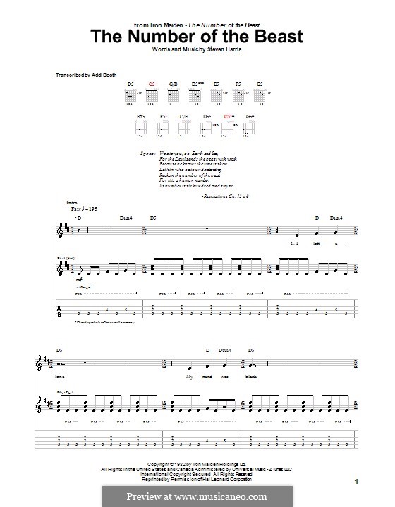 The Number of the Beast (Iron Maiden) by Steve Harris on MusicaNeo