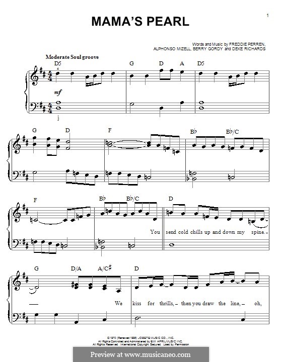 Mama's Pearl (The Jackson 5): For easy piano by Alphonso Mizell, Berry Gordy, Deke Richards, Freddie Perren
