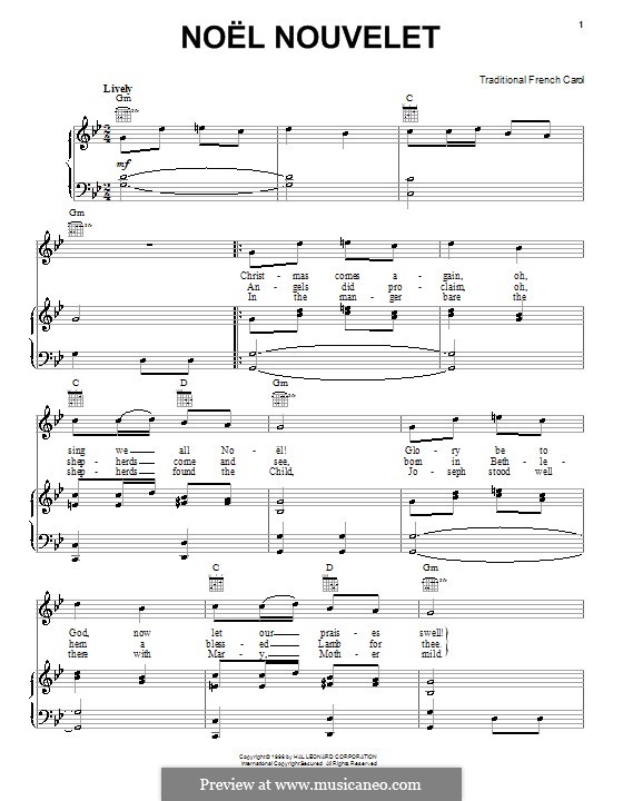 Noel Nouvelet: For voice and piano (or guitar) by folklore