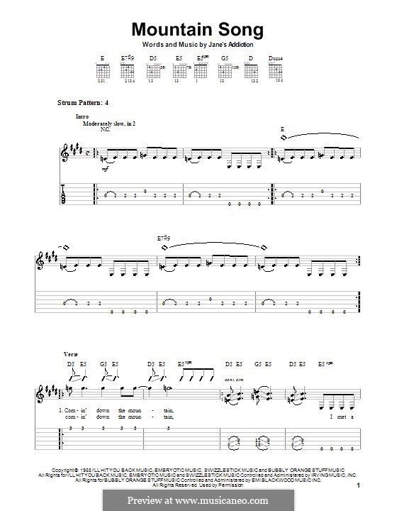 Mountain Song: For guitar (very easy version) by Jane's Addiction, Dave Navarro, Perry Farrell, Stephen Perkins