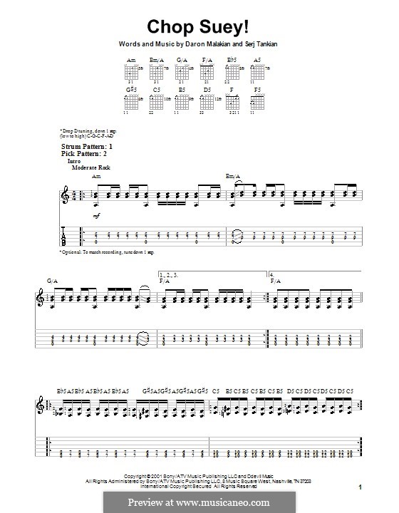 Chop Suey! (System of a Down): For guitar (very easy version) by Daron Malakian, Serj Tankian
