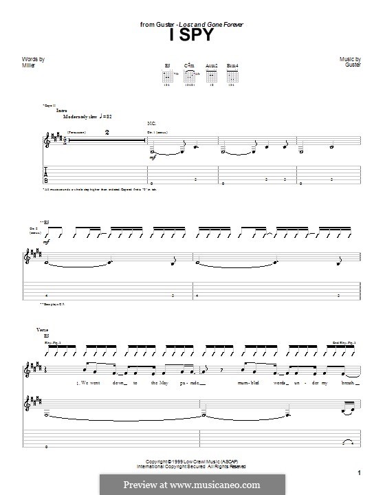 I Spy (Guster): For guitar with tab by Ryan Miller