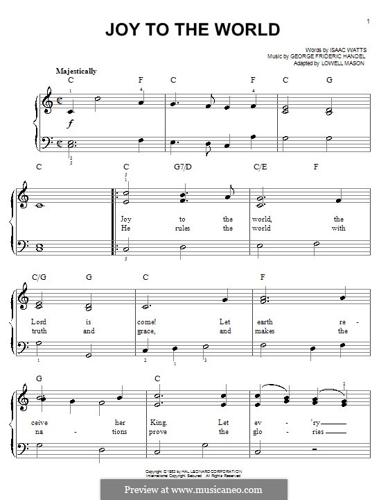 Piano version: Easy version (C Major) by Georg Friedrich Händel