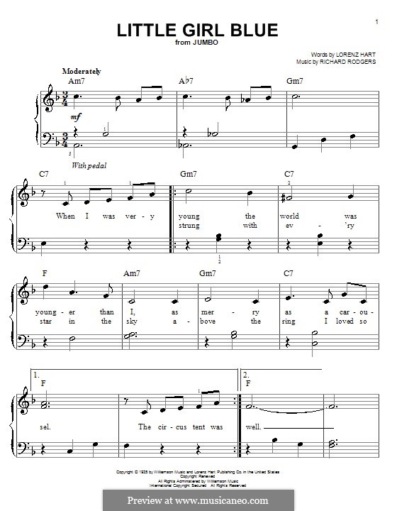 Little Girl Blue by R. Rodgers sheet music on MusicaNeo