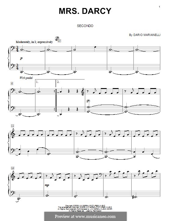 Mrs. Darcy: For piano four hands by Dario Marianelli