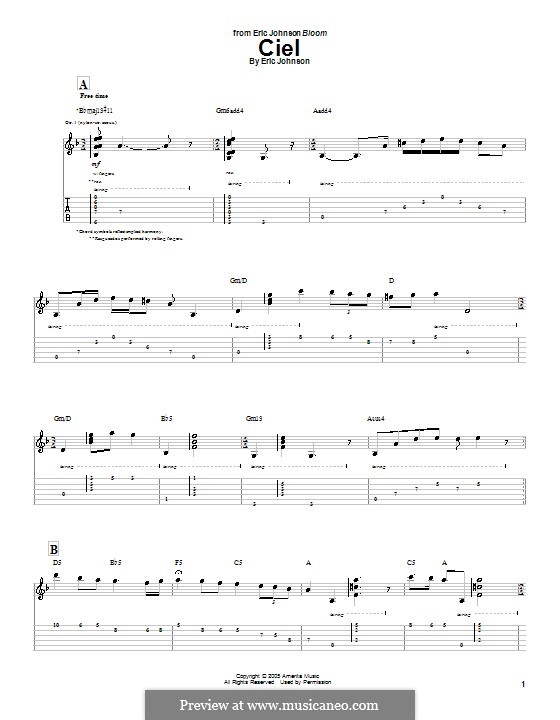 Ciel: For guitar with tab by Eric Johnson