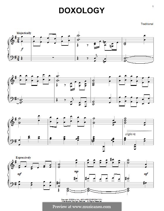 Doxology by folklore - sheet music on MusicaNeo