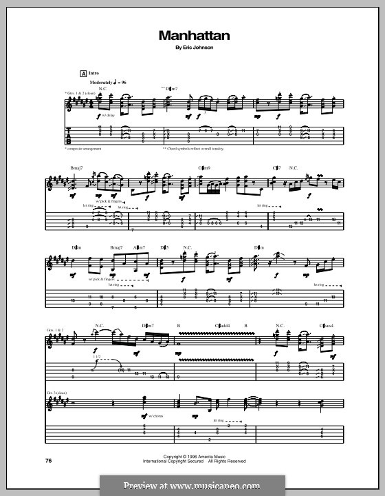 Manhattan by E. Johnson sheet music on MusicaNeo